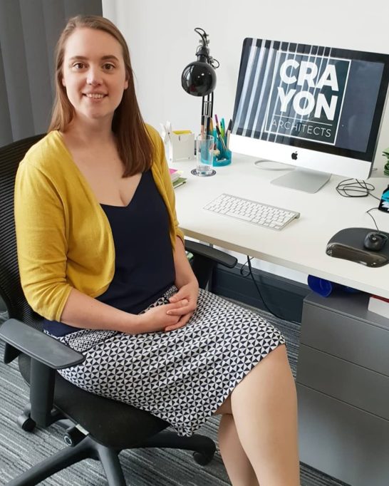 PARTNER ANDREA SITTING AT DESK Extension Crayon Architects CrayonArchitects ArchitectsPlymouth Architects Plymouth SouthWest Sustainable GreenDesign Green Design Building Regulations BuildingRegulations Planning Architecture NewBuildHouse New Build