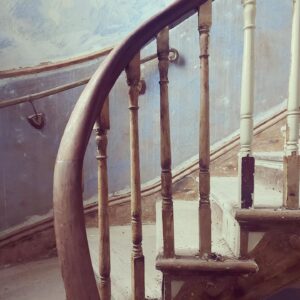 Stripped back timber balustrade