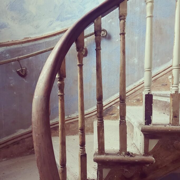 Stripped back timber balustrade