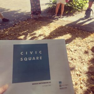 Booklet with civic square Plymouth design sketchbook