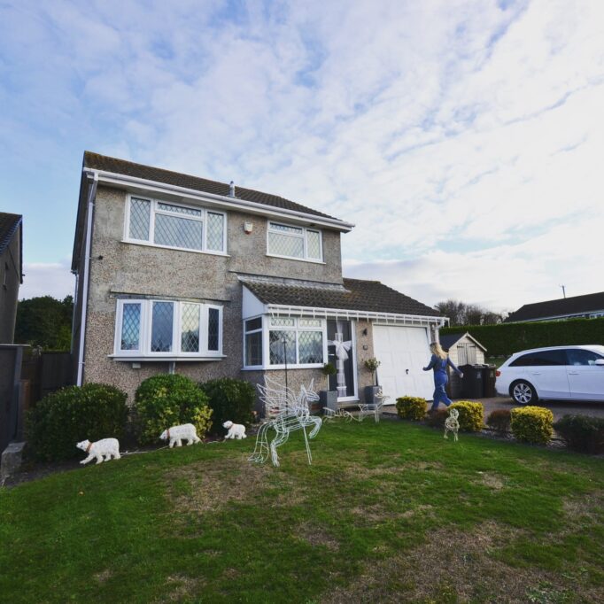 Happy New Year 2023! Exterior of detached house with front porch