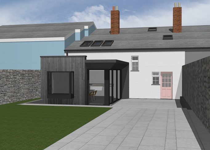 External view of house extension Extension Crayon Architects CrayonArchitects ArchitectsPlymouth Architects Plymouth SouthWest Sustainable GreenDesign Green Design Building Regulations BuildingRegulations Planning Architecture NewBuildHouse New Build