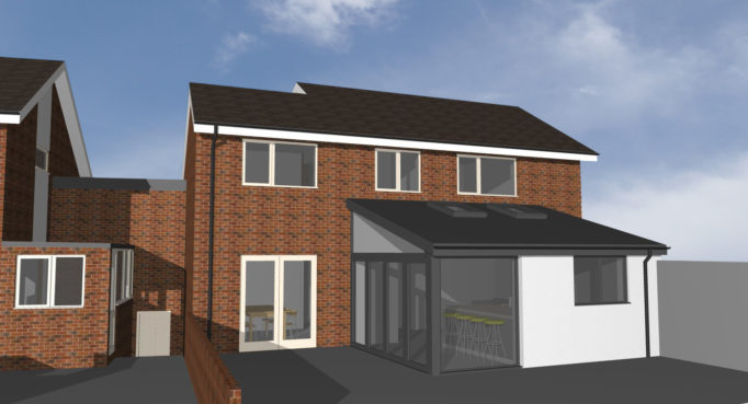 EXTERNAL REAR VIEW Extension Crayon Architects CrayonArchitects ArchitectsPlymouth Architects Plymouth SouthWest Sustainable GreenDesign Green Design Building Regulations BuildingRegulations Planning Architecture NewBuildHouse New Build